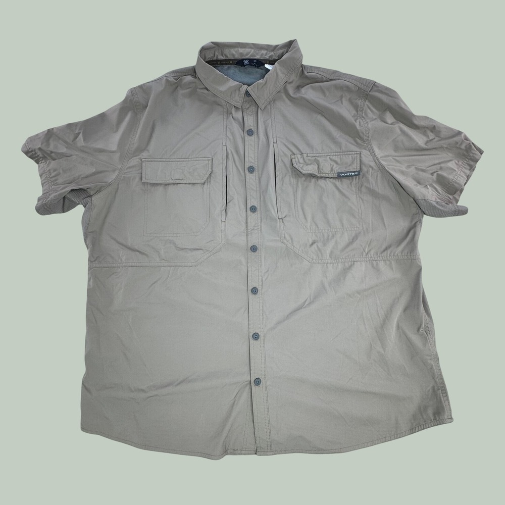 Vortex Optics Mens 3XL Tan Short Sleeve Tactical Vented Fishing Shirt S1F11997